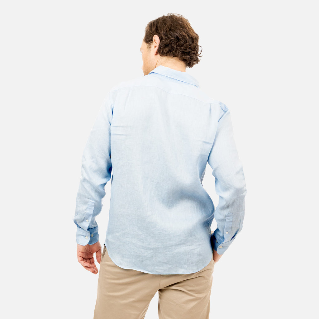 Linen Long Sleeve Shirt - Light Blue