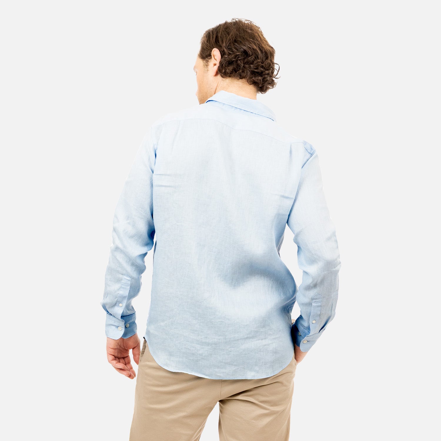 Linen Long Sleeve Shirt - Light Blue