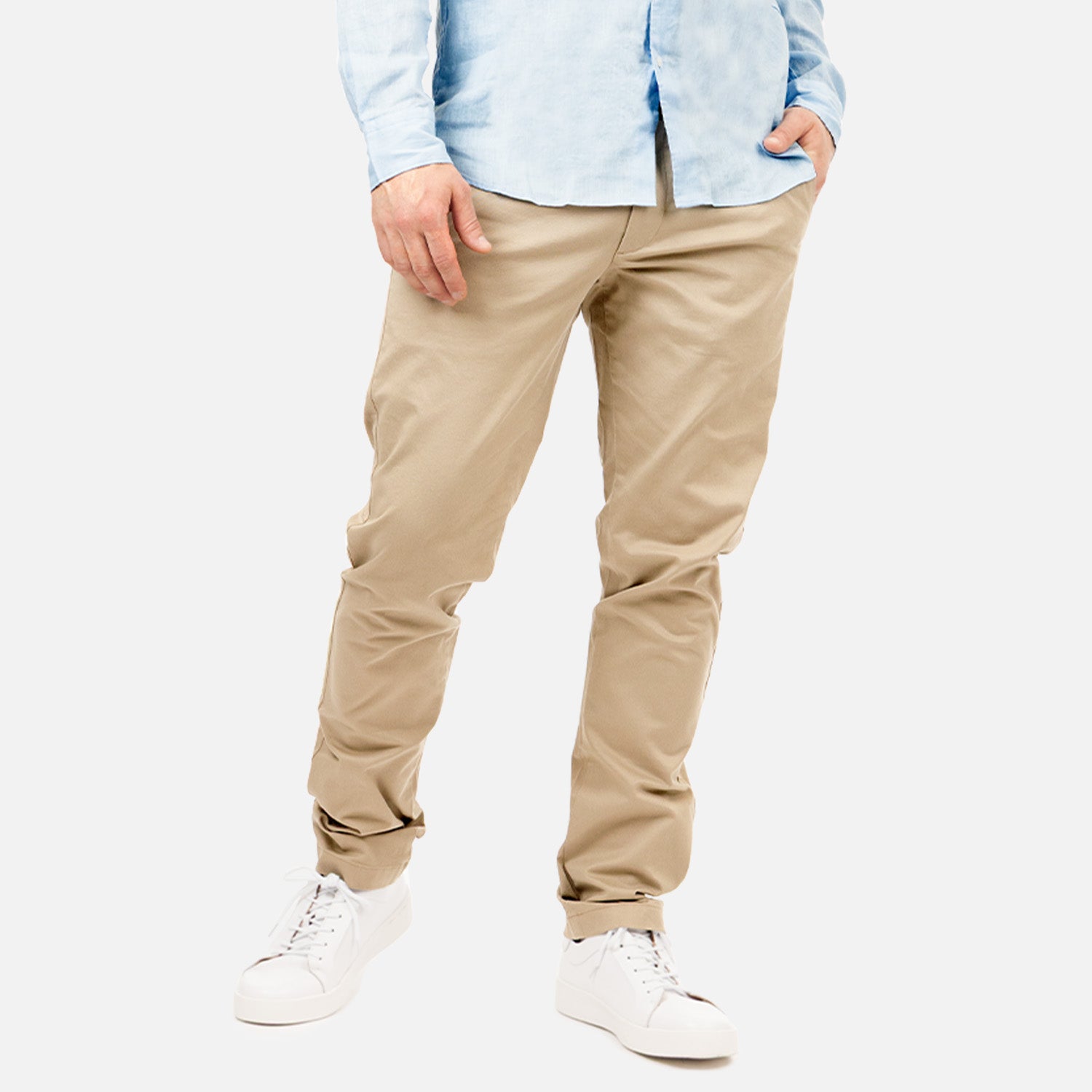 Straight Leg Fit Chino Pants - Khaki