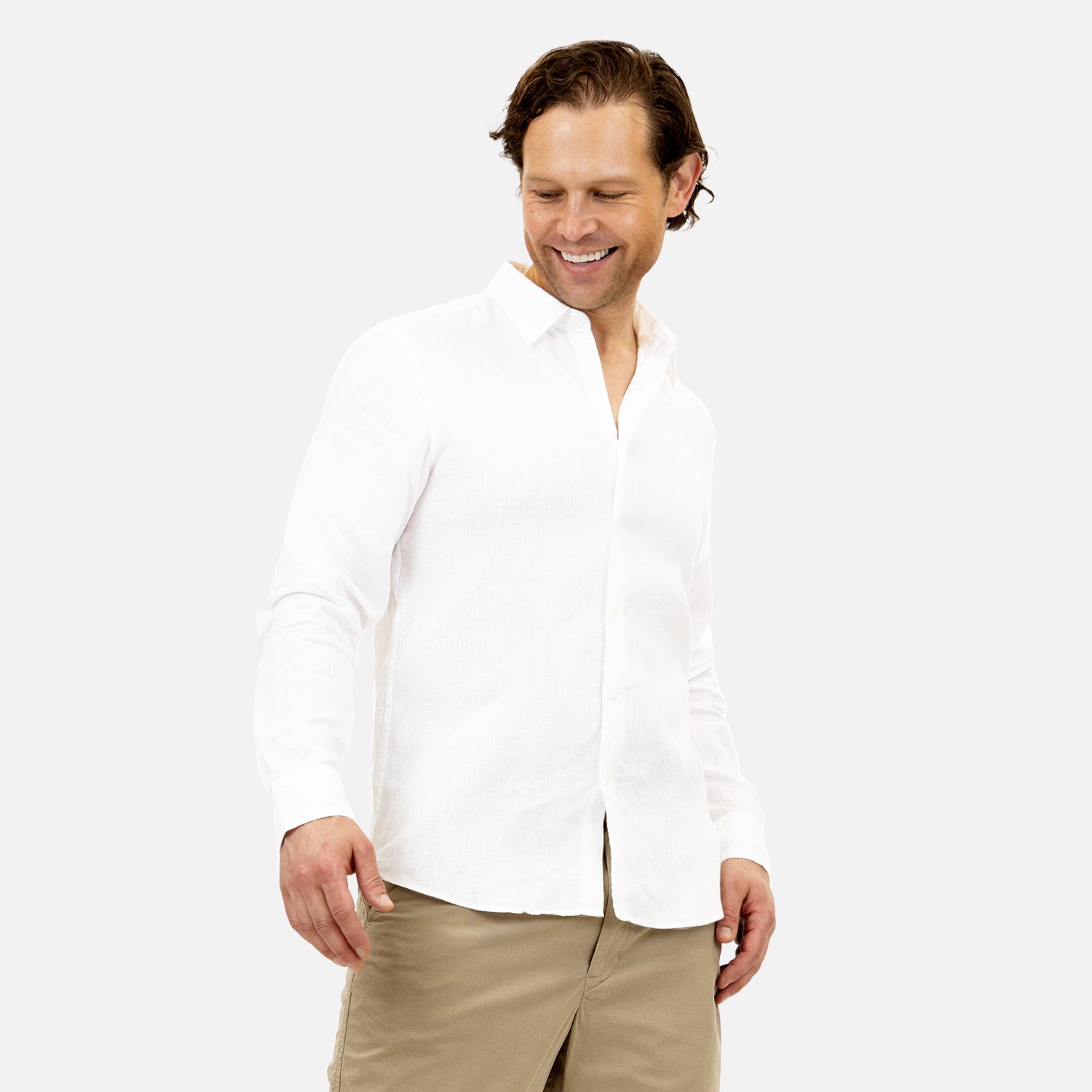 Linen Long Sleeve Shirt - White